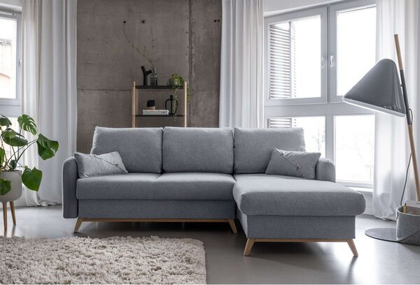 Divano letto angolare grigio chiaro, angolo destro Scandic Lagom - Miuform