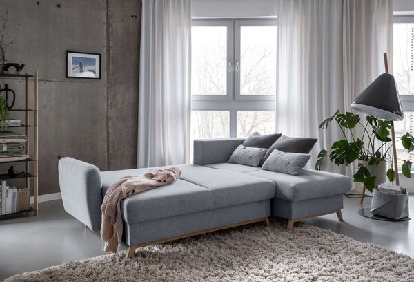 Divano letto angolare grigio chiaro, angolo destro Scandic Lagom - Miuform