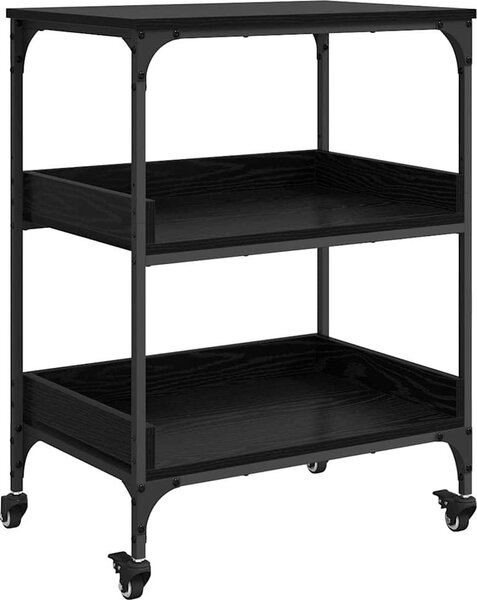 Carrello da Cucina Rovere Nero 60 x 41 x 80.5 cm