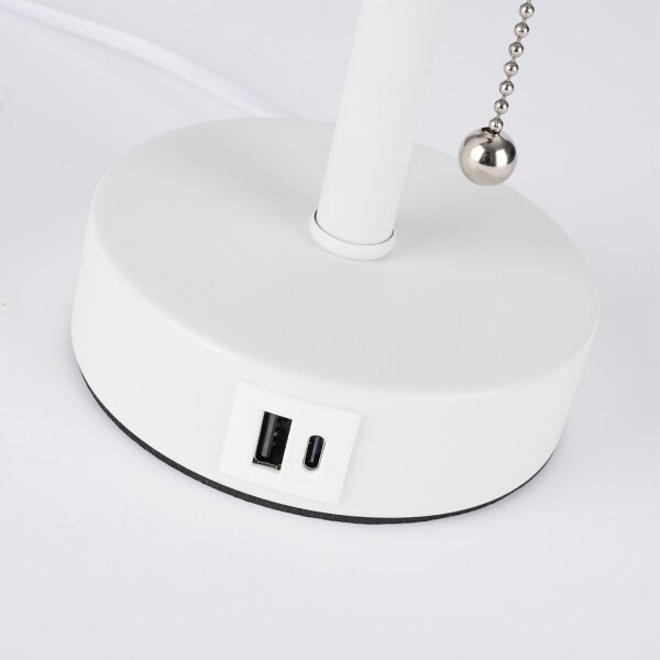 Brilagi - Lampada da tavolo con porta USB TABLON 1xE27/25W/230V bianca