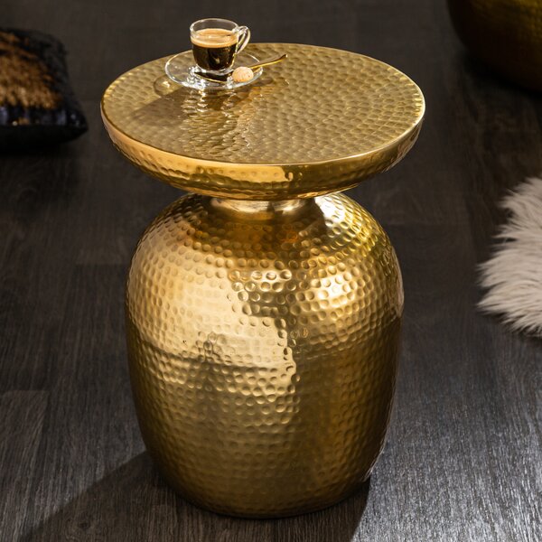 Tavolino da salotto riess-ambiente ORIENT 50 cm, finitura martellata dorata