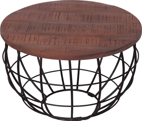 Tavolino da salotto rotondo sostenibile in legno massello Londra 55cm bassano