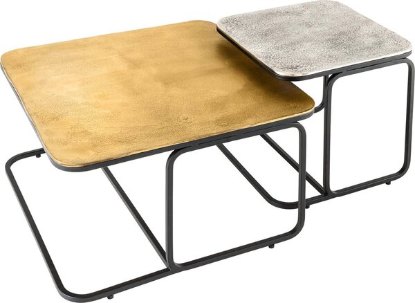 Tavolino da salotto 60 cm in metallo, design oro e argento, moderno, per soggiorno. ACQUISTA ORA