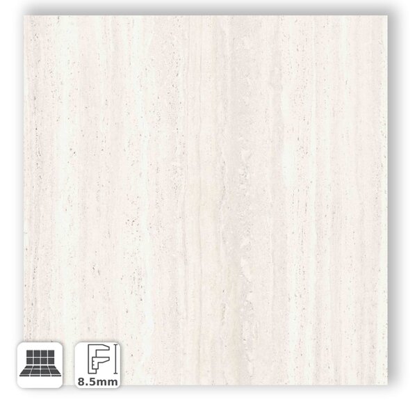 Piastrella in Gres Porcellanato Effetto Marmo Travertino Bianco Opaco 120x120 - ASR008