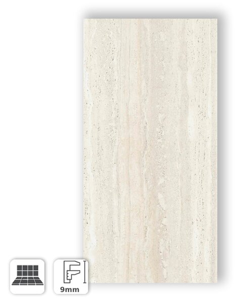 Piastrella in Gres Porcellanato Effetto Marmo Travertino Avorio con Venature 3D 60x120 - ASR006