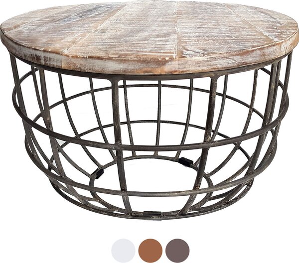 Tavolino da salotto Lexington Dallas Ø 55cm in legno massello imbiancato