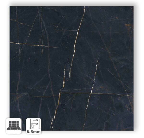 Pavimento in Gres Porcellanato Effetto Marmo Nero Venato 3D Semilucido Anticato 120x120 - AS905