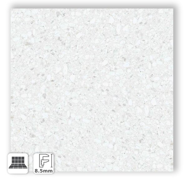Gres Porcellanato Effetto Terrazzo Veneziano Bianco con Venature 3D Semilucido Anticato 120x120 - AS908