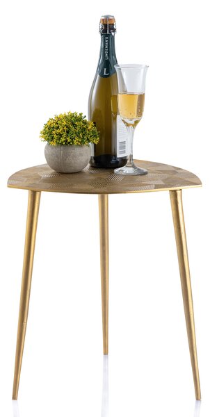 Tavolino in metallo decorativo Alster 40cm triangolare in alluminio oro