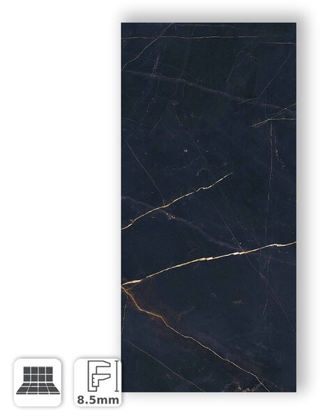 Pavimento in Gres Porcellanato Effetto Marmo Nero Venato Lucido 60x120 - AS902