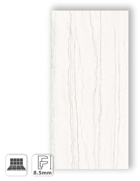 Gres Porcellanato Effetto Marmo Bianco Rigato Lucido con venature 3D 60x120 - ASN01