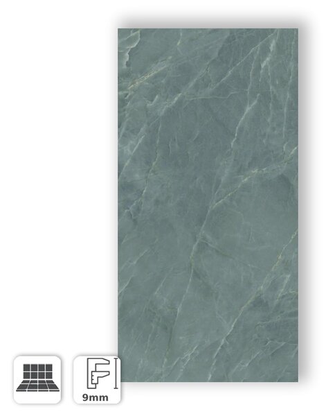 Pavimento in Gres Porcellanato Effetto Marmo Verde Smeraldo Lucido con venature 3d 60x120 - ASN17