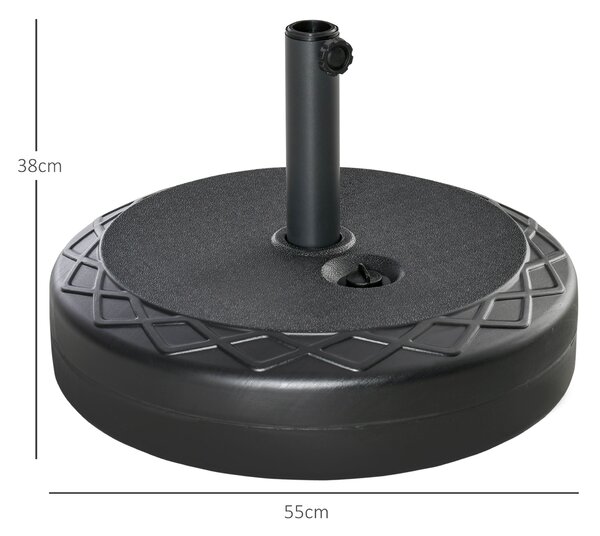 Outsunny Base per Ombrellone Rotonda Φ55cm, 30kg, in Plastica, per Pali da 38-48mm, Stabile e Resistente, Nero|Aosom