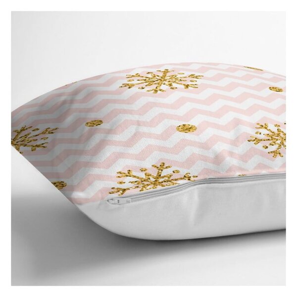 Federa natalizia Fiocchi di neve dorati, 42 x 42 cm - Minimalist Cushion Covers