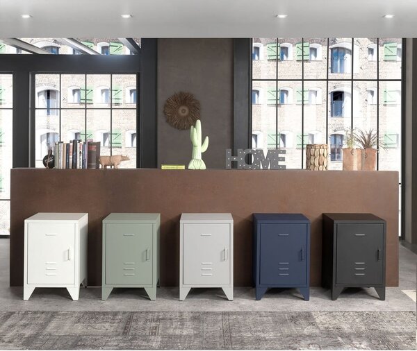 Comodino in metallo bianco Bronxx - Vipack