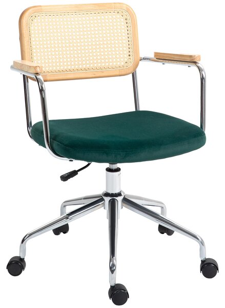Sedia da ufficio HOMCOM con effetto rattan, funzione oscillante per l'home office