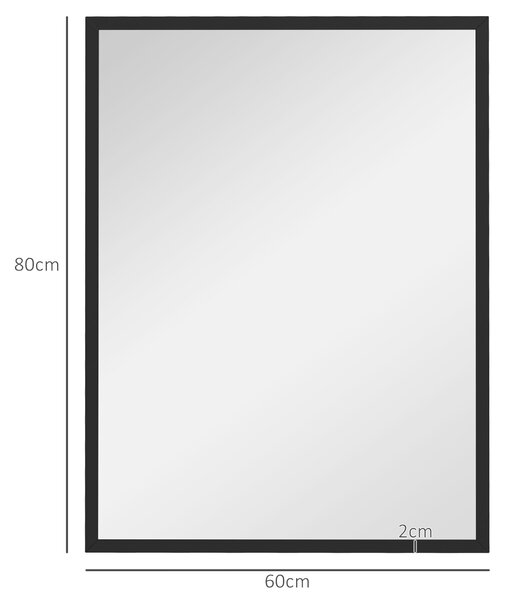 HOMCOM Specchio da Parete Rettangolare con Ganci, in Vetro e MDF, 60x80 cm, Nero|Aosom