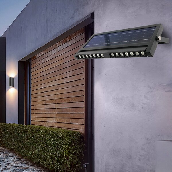 Applique Led da parete Vienna 4,5W Nero con pannello solare e sensore crepuscolare IP54 temperatura colore regolabile M LEDME