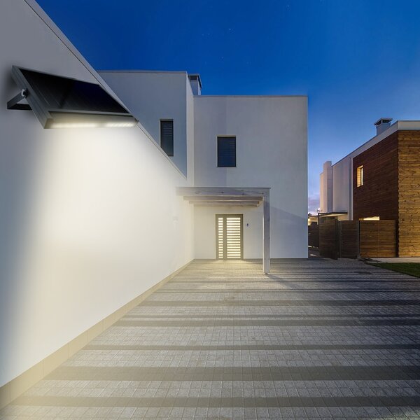 Applique Led da parete Vienna 10W Nero con pannello solare e sensore crepuscolare IP54 temperatura colore regolabile M LEDME