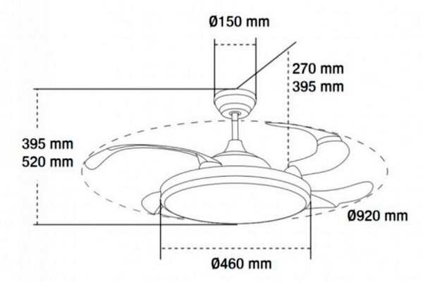 Lampadario Ventilatore da soffitto White Yeray 36W illuminazione Led regolabile con telecomando M LEDME