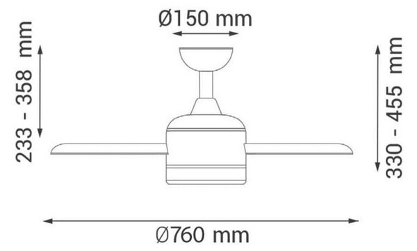 Lampadario Ventilatore da soffitto Black Face nero 24W illuminazione Led regolabile con telecomando M LEDME