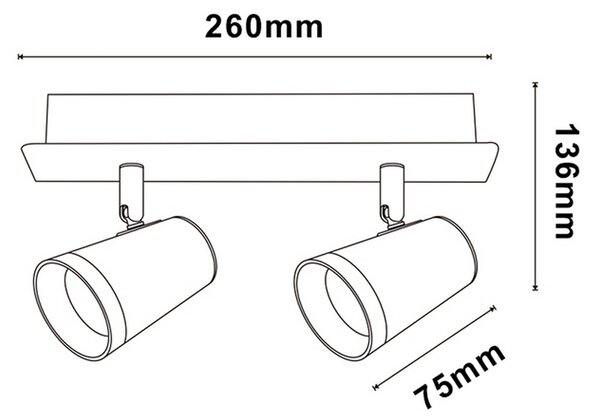 Lampadario da soffitto State Bianco 2 Faretti GU10 Orientabili M LEDME