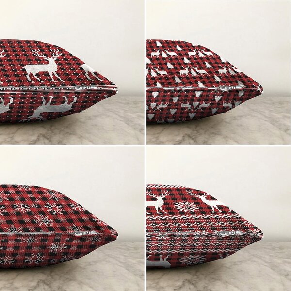 Set di 4 federe natalizie in ciniglia Tartan, 55 x 55 cm - Minimalist Cushion Covers