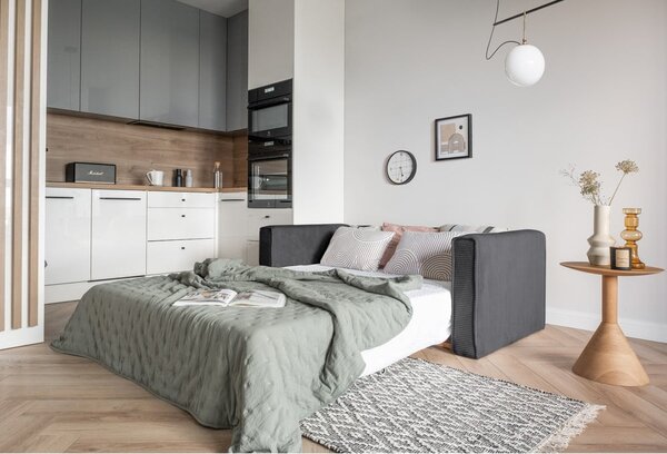 Divano letto grigio scuro 168 cm Lucky Lucy - Miuform