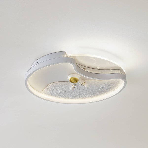 Plafoniera a LED Kosmo Lindby, Bianco / Opale, Soggiorno / Sala da pranzo, Plastica, Giovanile, Plafoniera LED