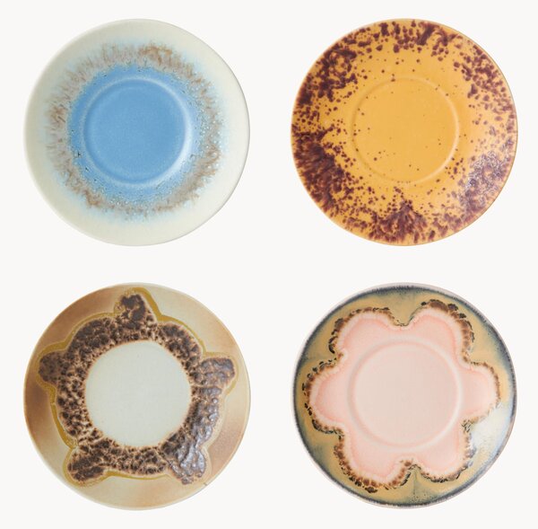 Set di 4 piattini fatti a mano con smalto reattivo 70's