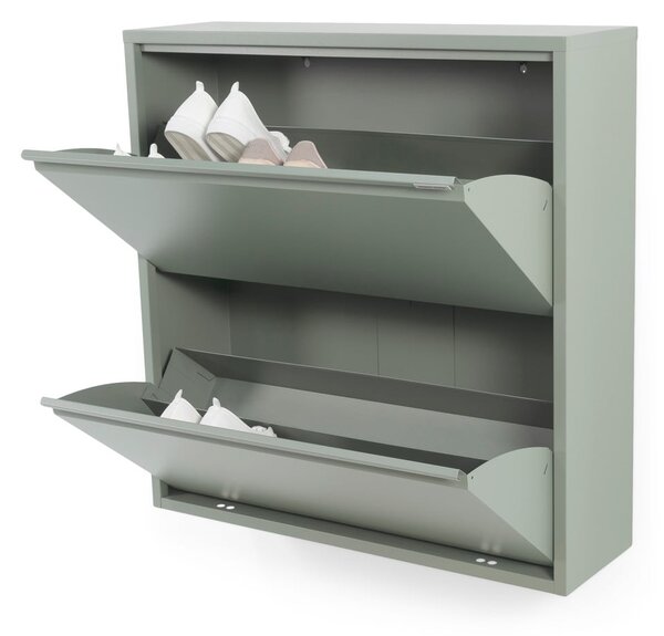 Scarpiera verde polveroso in metallo con ante ribaltabili 75x77,5x22,5 cm Billy – Spinder Design
