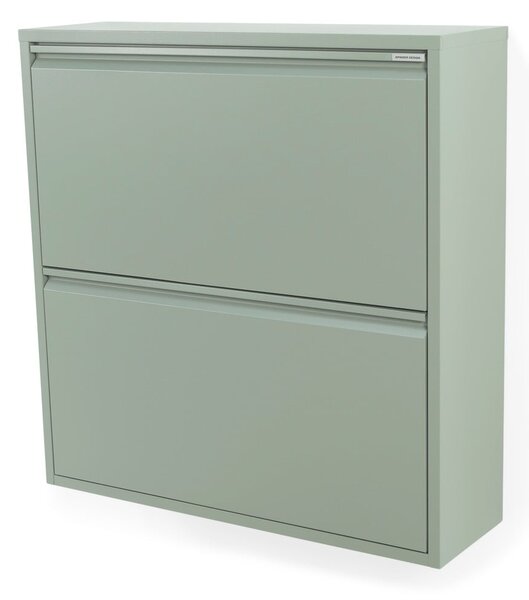 Scarpiera verde polveroso in metallo con ante ribaltabili 75x77,5x22,5 cm Billy – Spinder Design