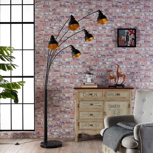 Lampada ad arco Lira Lindby, Nero, Soggiorno / Sala da pranzo, Metallo, Moderno, Lampada da terra