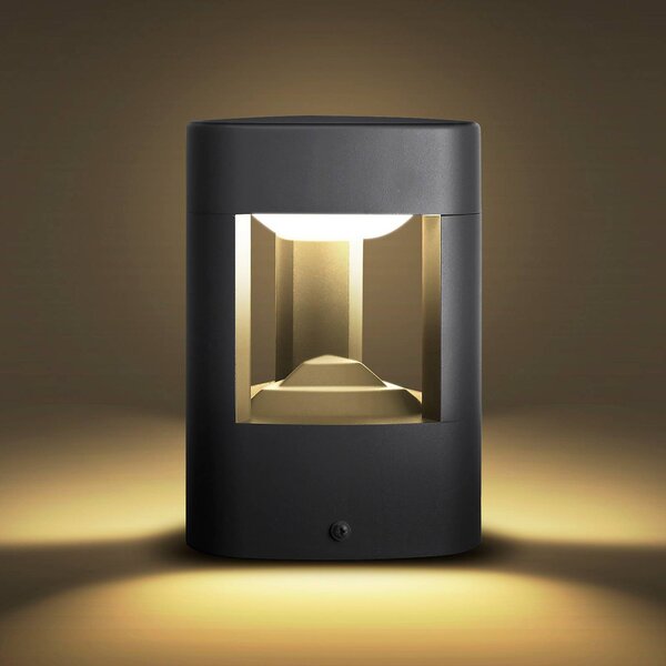 Lucande lampioncino LED Pirron, 20 cm, triangolare, IP54 Pirron, Nero, Alluminio, Moderno, Lampada LED da esterni