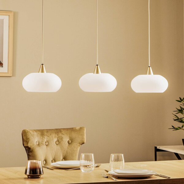 Lampada a sospensione Sharvil Lucande, dimmerabile, Bianco / Opale, Soggiorno / Sala da pranzo, Vetro, Design, Lampada a sospensione