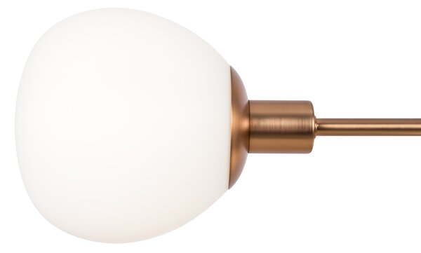 Lampadario Sospensione Erich Metallo Oro Rosa 5 Luci E Diffusori Bianchi