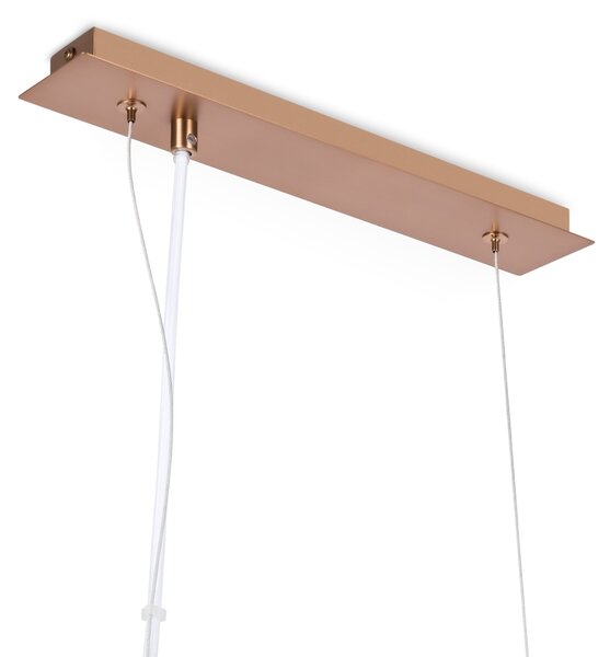 Lampadario Sospensione Erich Metallo Oro Rosa 5 Luci E Diffusori Bianchi