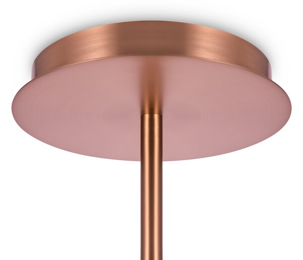 Lampadario Sospensione Erich In Metallo Oro Rosa 12 Luci E Diffusori Bianchi