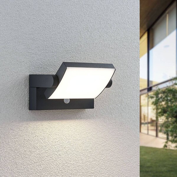 Lindby Applique da esterno Sherin, set di 2, orientabili, con sensore Sherin, Nero, Alluminio, Moderno
