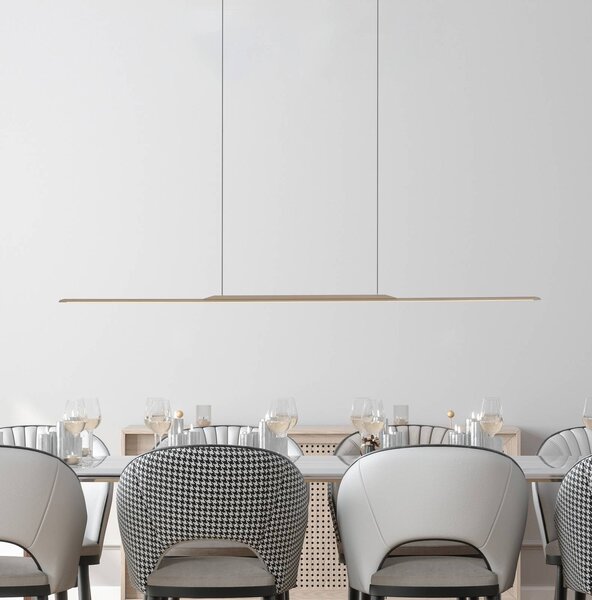 PURE Lampada LED a sospensione Surface, bronzo, 125 cm, alluminio, 3.000 K dimmerabile, Bronzo / Ottone antico, Soggiorno / Sala da pranzo, Alluminio, Moderno