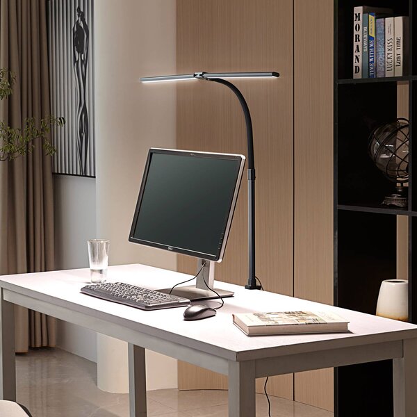Lampada LED a morsetto Lindby Nilay, altezza 97,5 cm, CCT, ufficio casa Nilay Lindby, dimmerabile, Nero, Studio / Ufficio, Metallo, Moderno