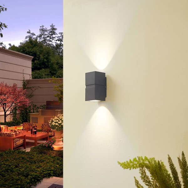 Applique da esterni a LED Gabriela Lucande, Alluminio / Grigio / Zincato, Alluminio, Moderno, Applique LED da esterni