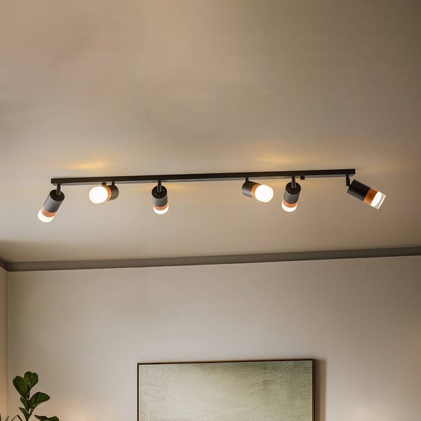 Envostar Fida faretto da soffitto, a 6 luci, nero Fida, dimmerabile, Nero, Soggiorno / Sala da pranzo, Metallo, Moderno, Faretto