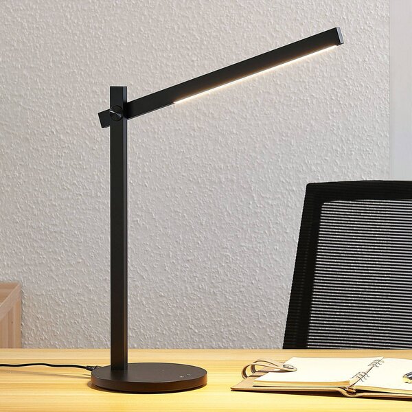 Lampada da scrivania Loretta Lindby, dimmerabile, Nero, Studio / Ufficio, Plastica, Moderno, Lampada da tavolo LED