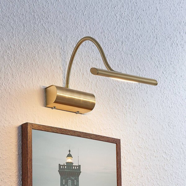 Lampada LED da quadri Rakel, ottone satinato Rakel Lindby, dimmerabile, Ottone / Oro, Soggiorno / Sala da pranzo, Metallo, Moderno, Applique
