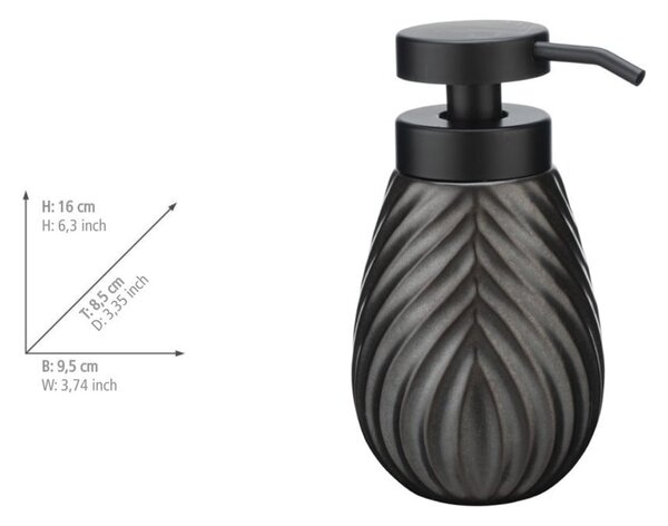 Dispenser di sapone in ceramica antracite 330 ml Idro - Wenko