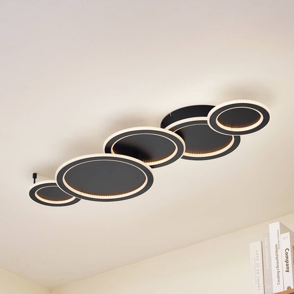 Plafoniera a LED Diala Lucande, dimmerabile, Nero, Soggiorno / Sala da pranzo, Plastica, Moderno, Plafoniera LED