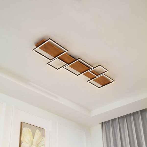 Plafoniera a LED Galad Lindby, dimmerabile, Legno chiaro, Soggiorno / Sala da pranzo, Legno, Moderno, Plafoniera LED