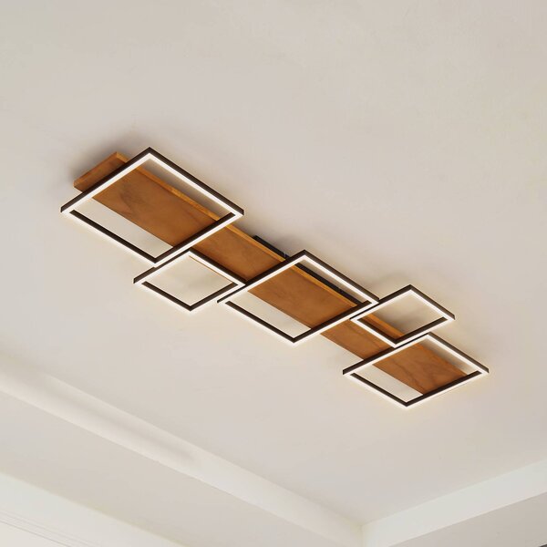 Plafoniera a LED Galad Lindby, dimmerabile, Legno chiaro, Soggiorno / Sala da pranzo, Legno, Moderno, Plafoniera LED