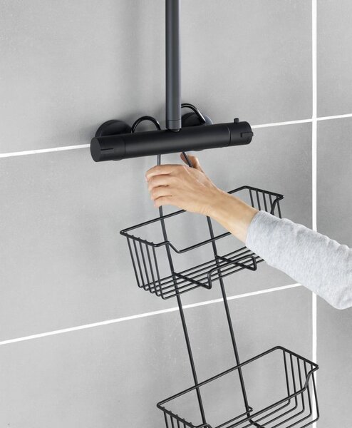 Mensola da bagno sospesa in acciaio inox nero Milo - Wenko